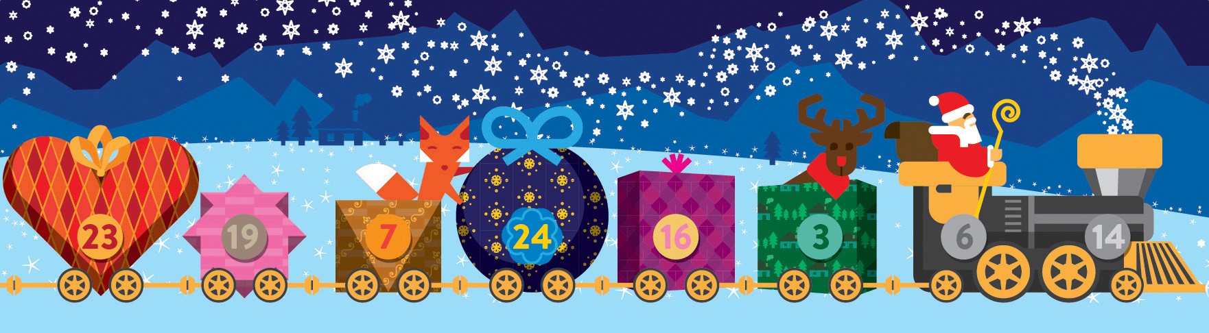 Illustration of a christmas train. Simplified vector illustration part 3