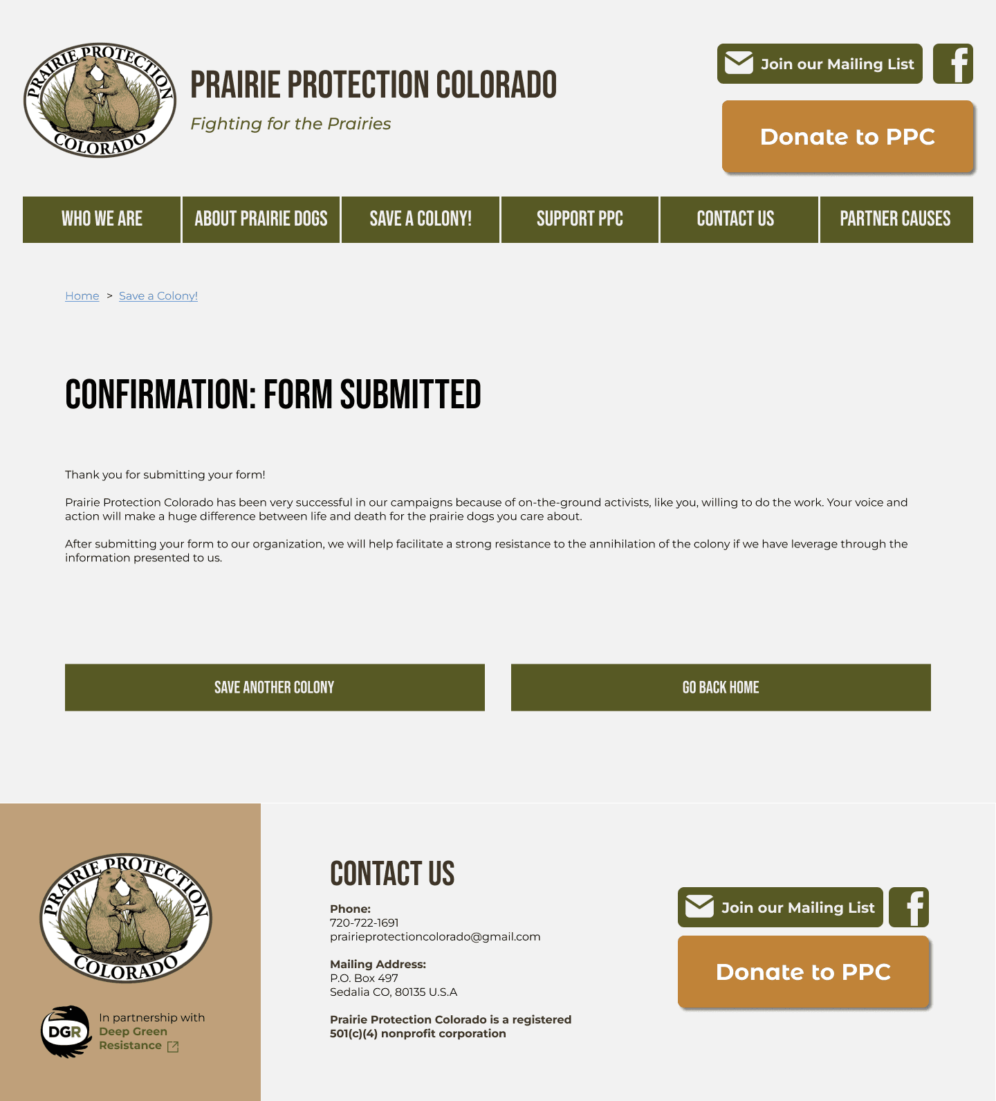 Confirmation Page of PPC