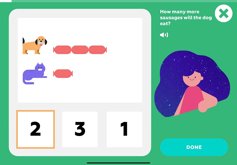 Compare length: how many more sausages will the dog eat?