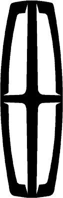 The image shows the black silhouette of a Lincoln emblem with a vertical elongated oval design, indicative of a luxury car brand logo.
