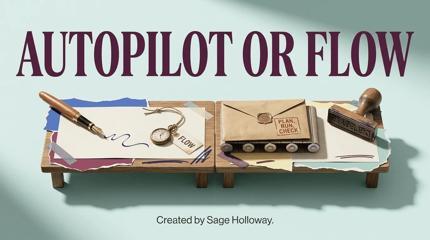 Editorial illustration comparing Claude Code autopilot workflow with GitHub Copilot inline flow