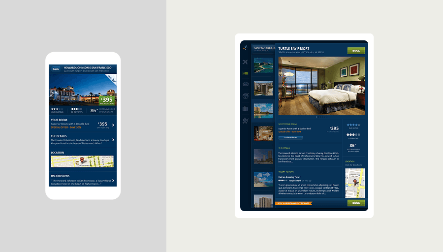 Mobile & tablet designs side by side
