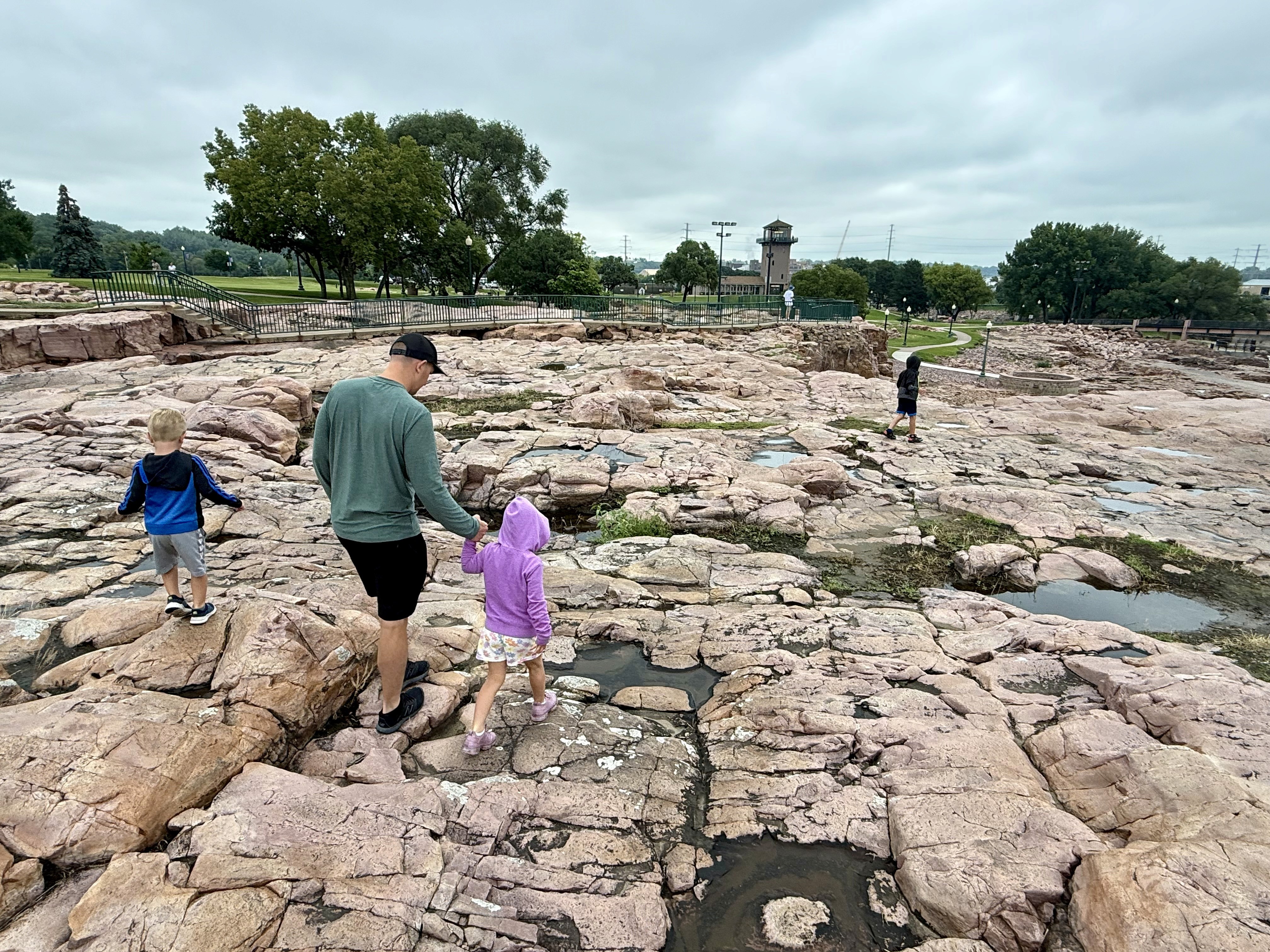Our family exploring Falls Park