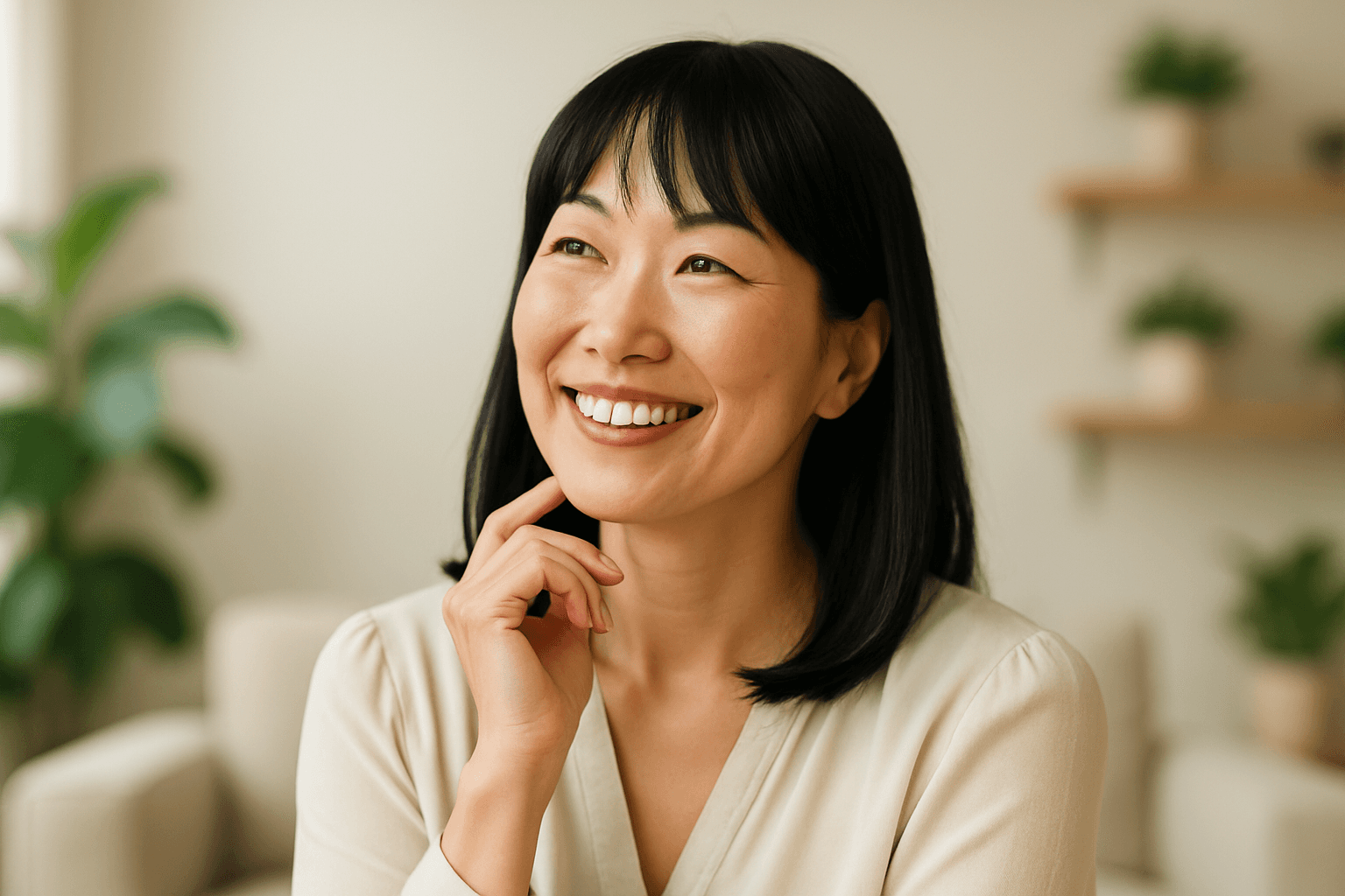 Happy female smiling