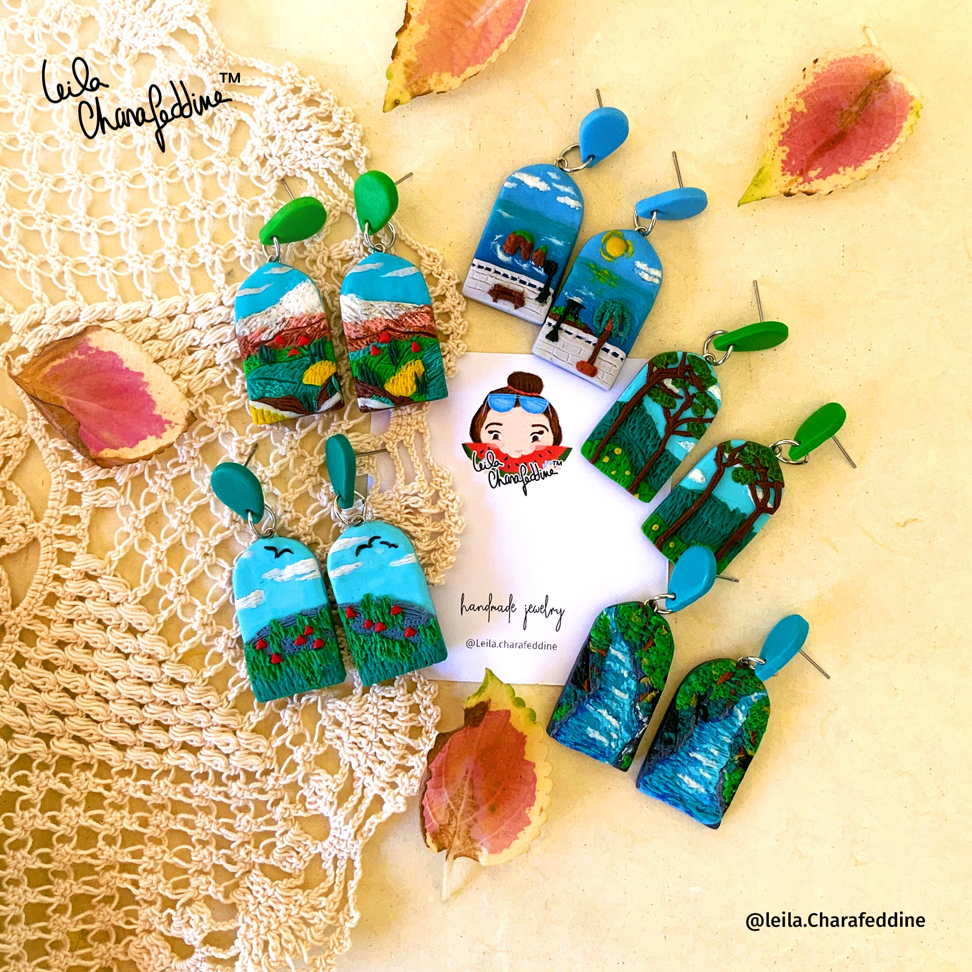 Leila Charafeddin Handmade polymer clay earrings about lebanon