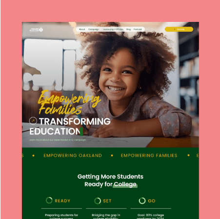 Bright, engaging UI/UX design showcasing a young girl in a classroom setting, emphasizing Fika Design Studio's expertise in creating user-friendly educational websites with impactful branding and empowering visuals.