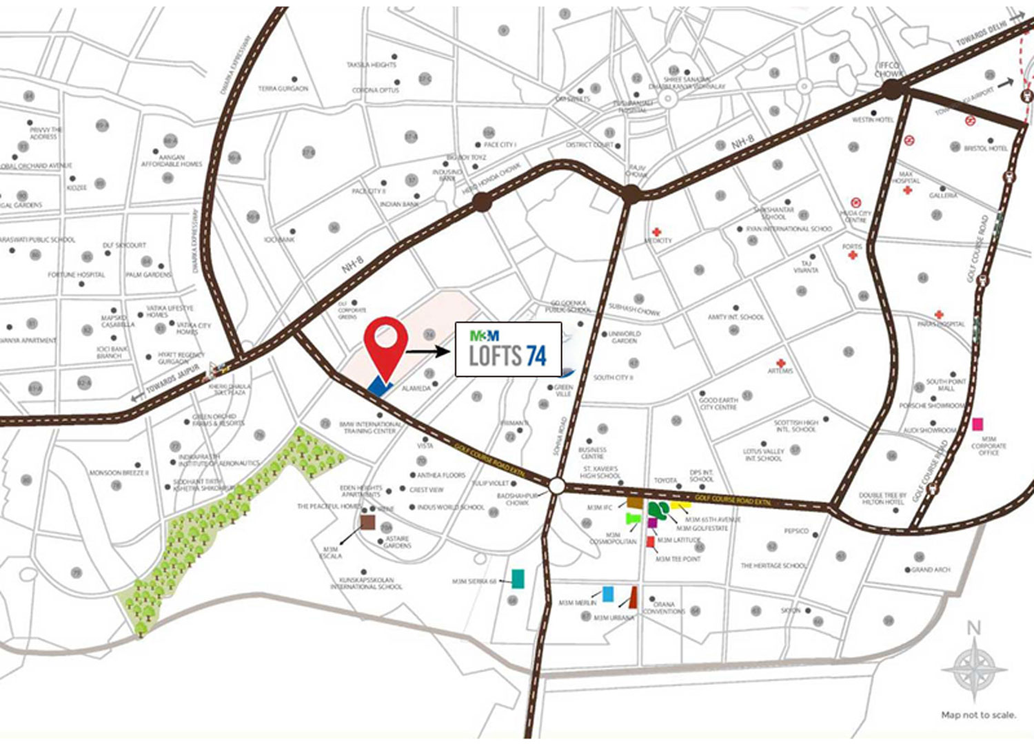 m3m lofts 74 sector 74 location map