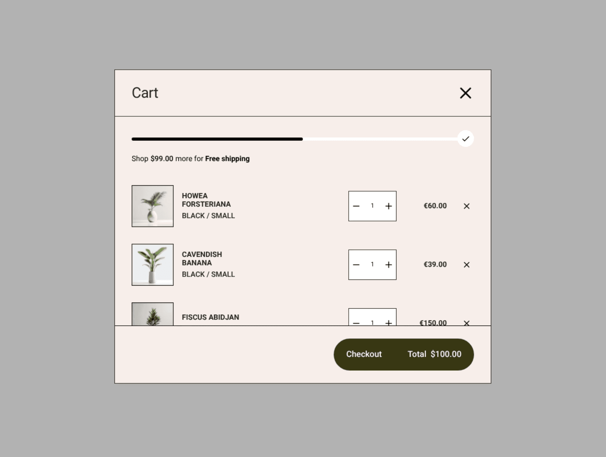 cart drawer pop-up example