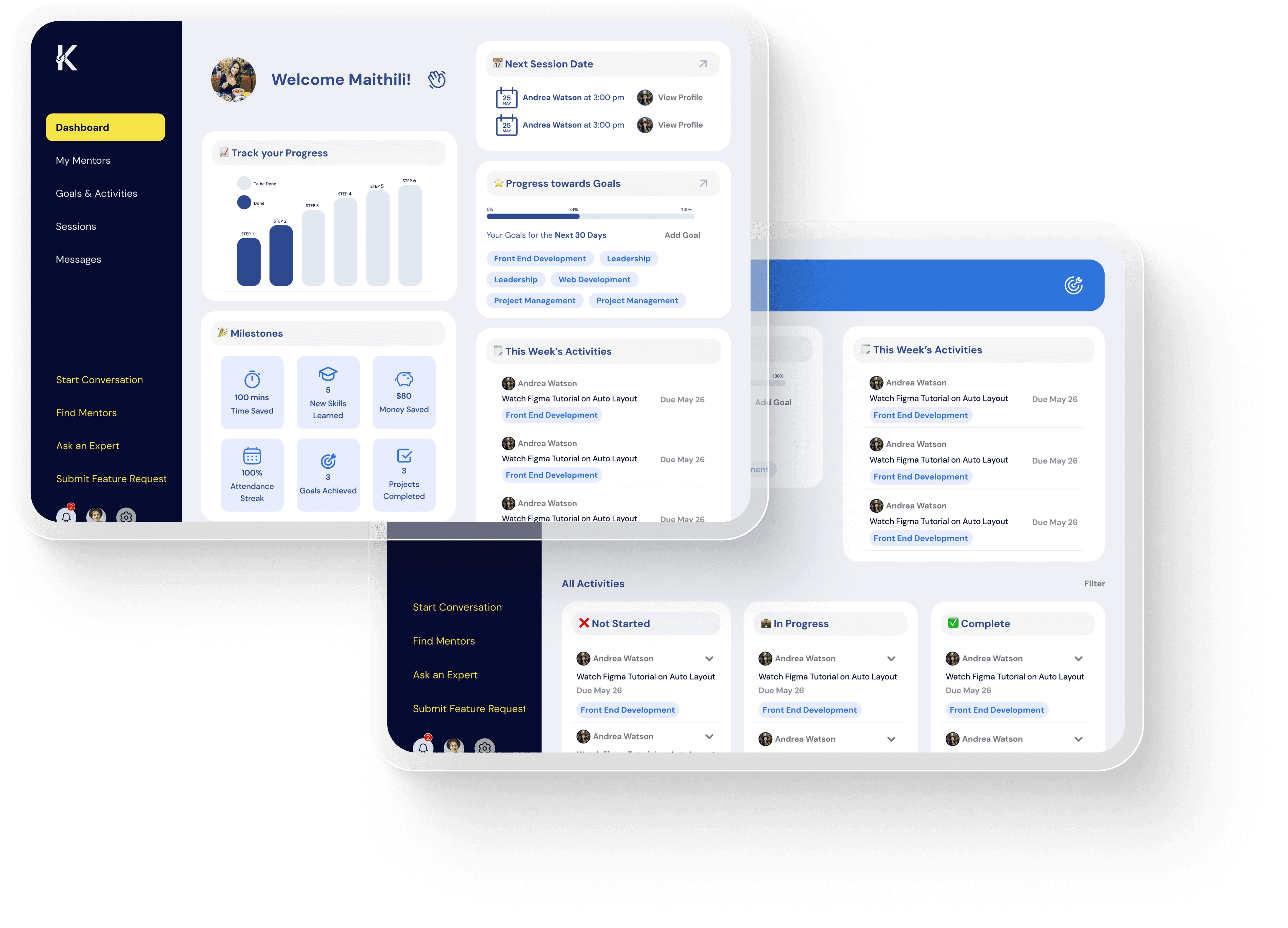 Screen showing Koach UI
