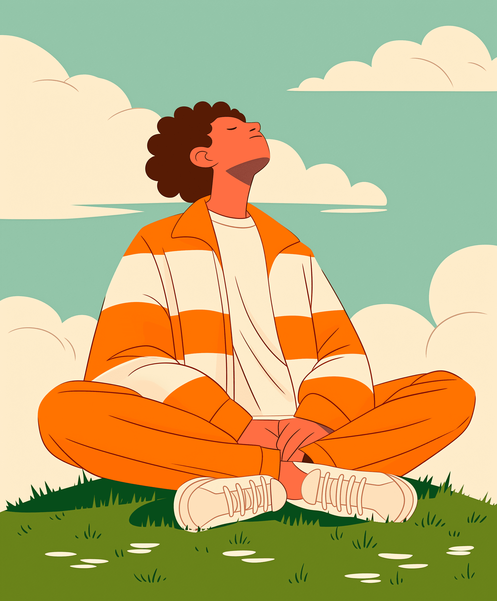 Illustration of a human practising mindfulness