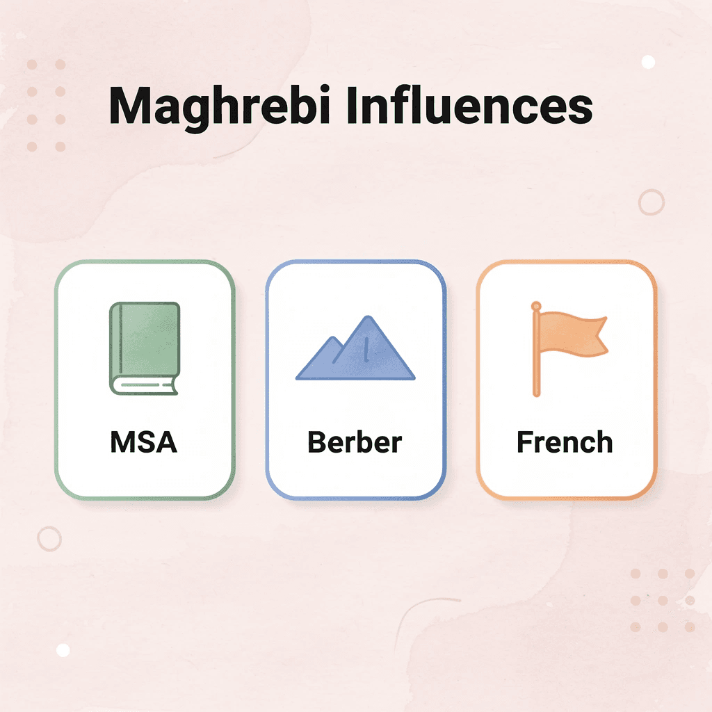 Infographic showing three main influences on Maghrebi Arabic