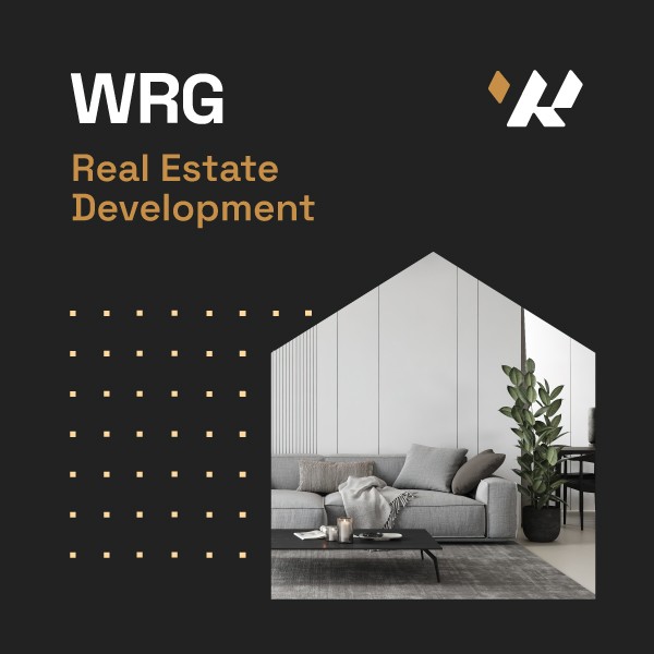 WRG Real Estate Development graphic featuring a stylish living room.