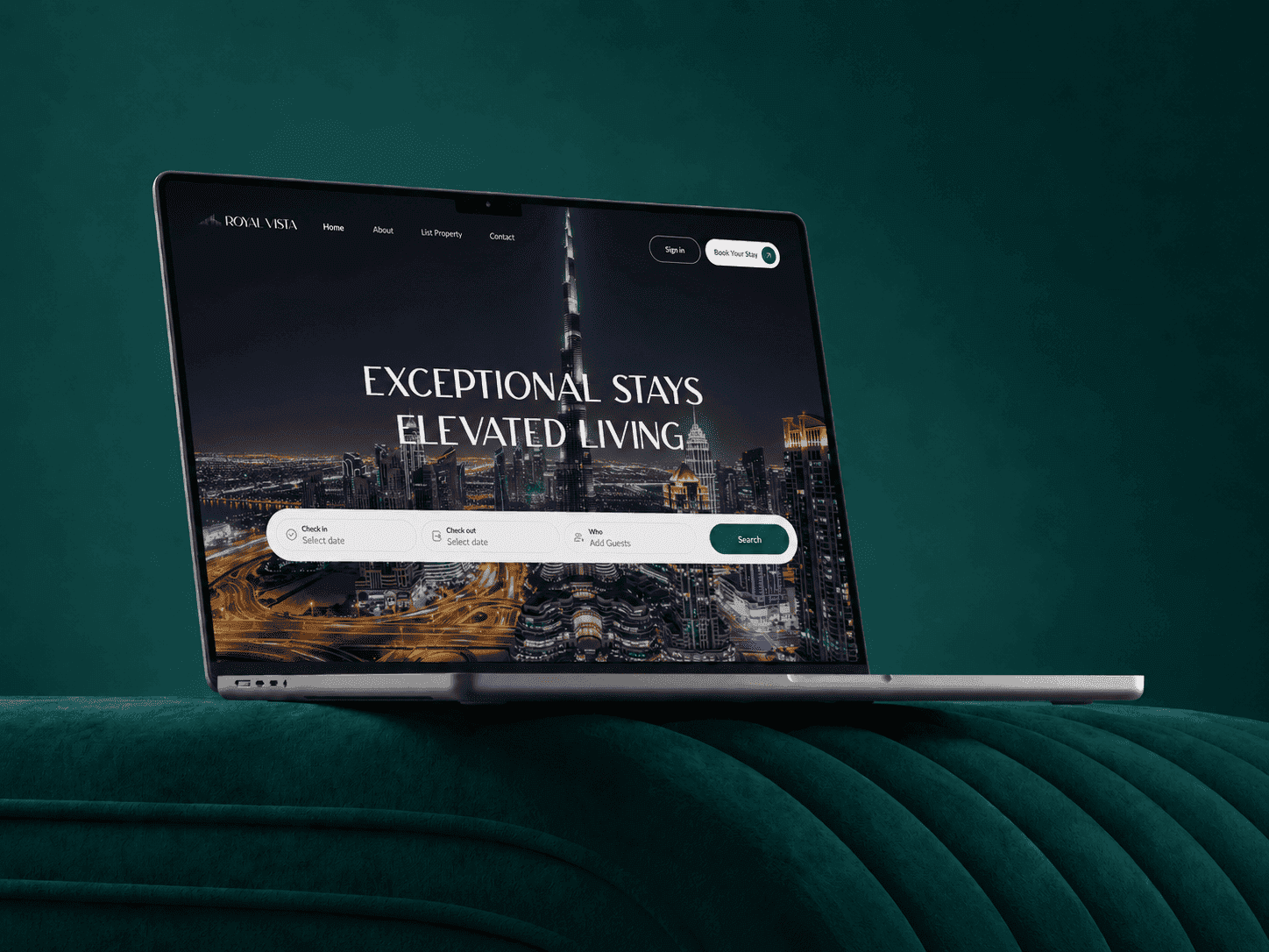 Royal Vista UX/UI design case study for a luxury hospitality website for premium stays and managed residences