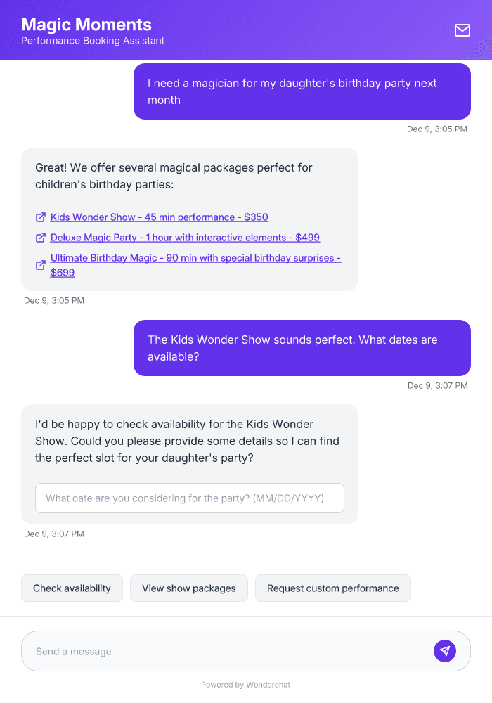 Magician Booking AI Agent Template