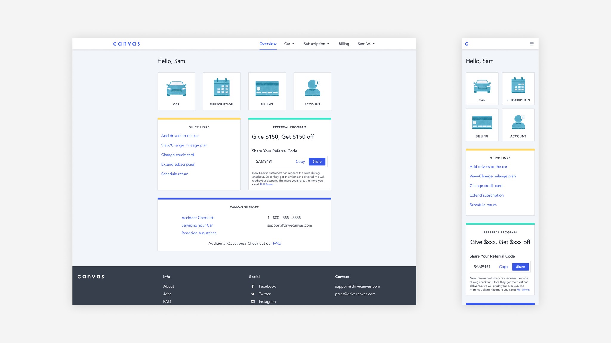 a side by side of the web and mobile dashboard