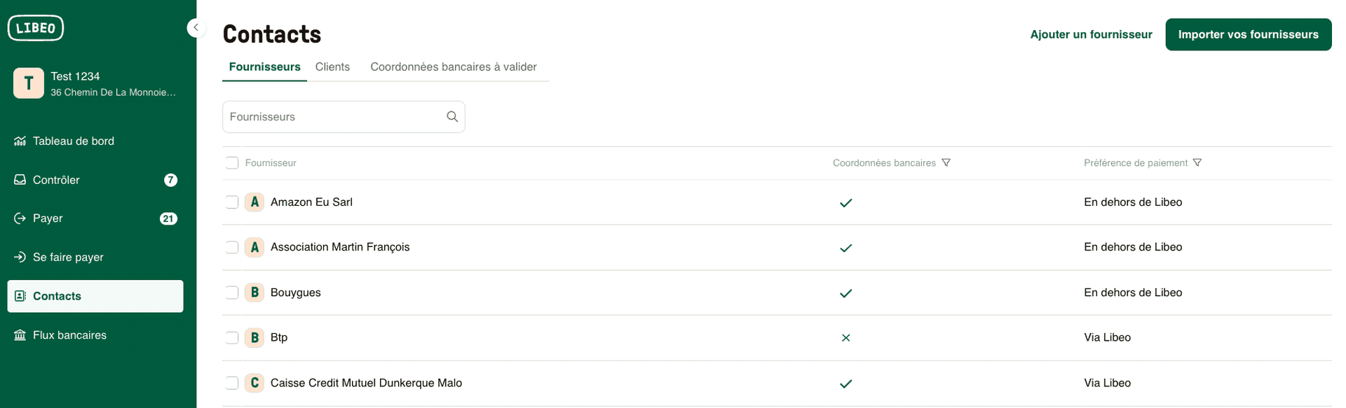 Importer mes fournisseurs