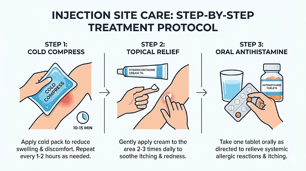 How to treat tirzepatide injection site redness and itching step by step
