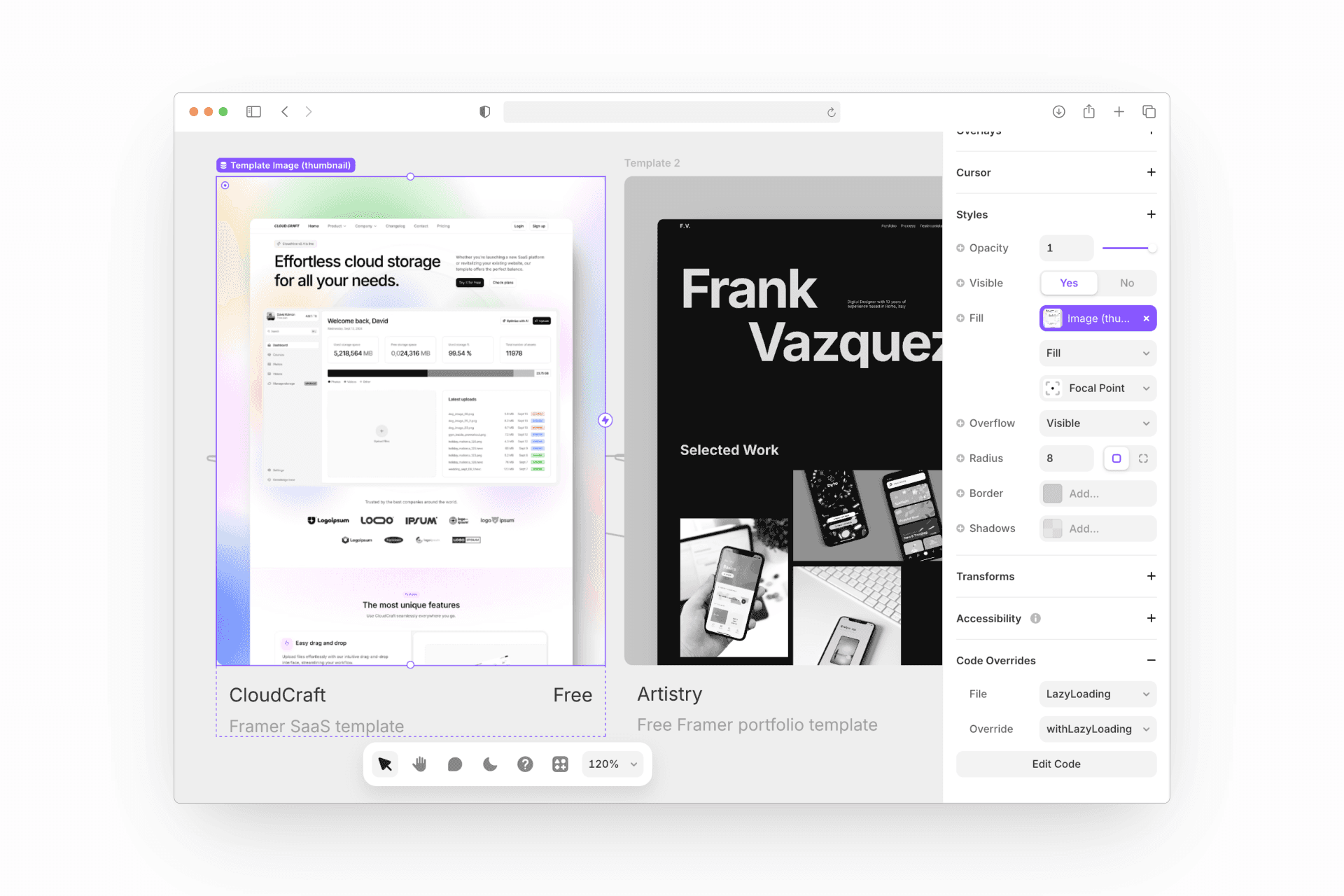 How to apply the lazy loading override to a Framer image