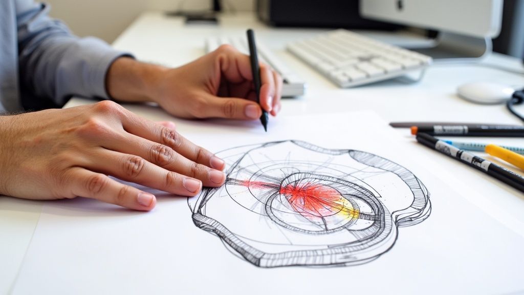 Una persona sentada en un escritorio de oficina, practicando técnicas de respiración con calma y concentración.