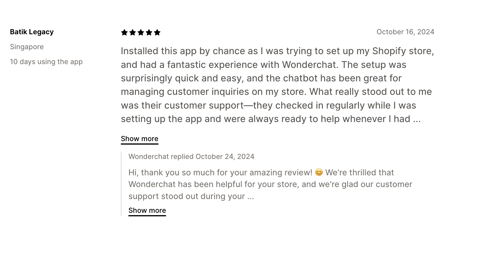 Wonderchat user review