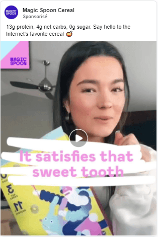 Publicité vidéo Magic Spoon avec une créatrice de contenu