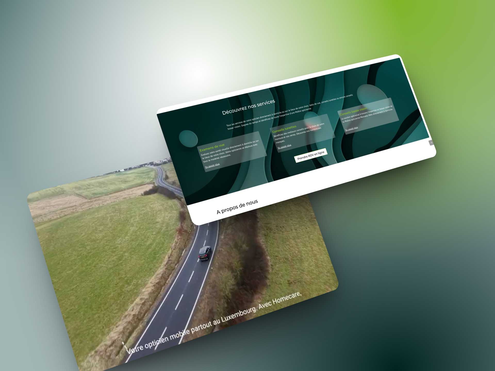 outils homecare, vue drone et site internet