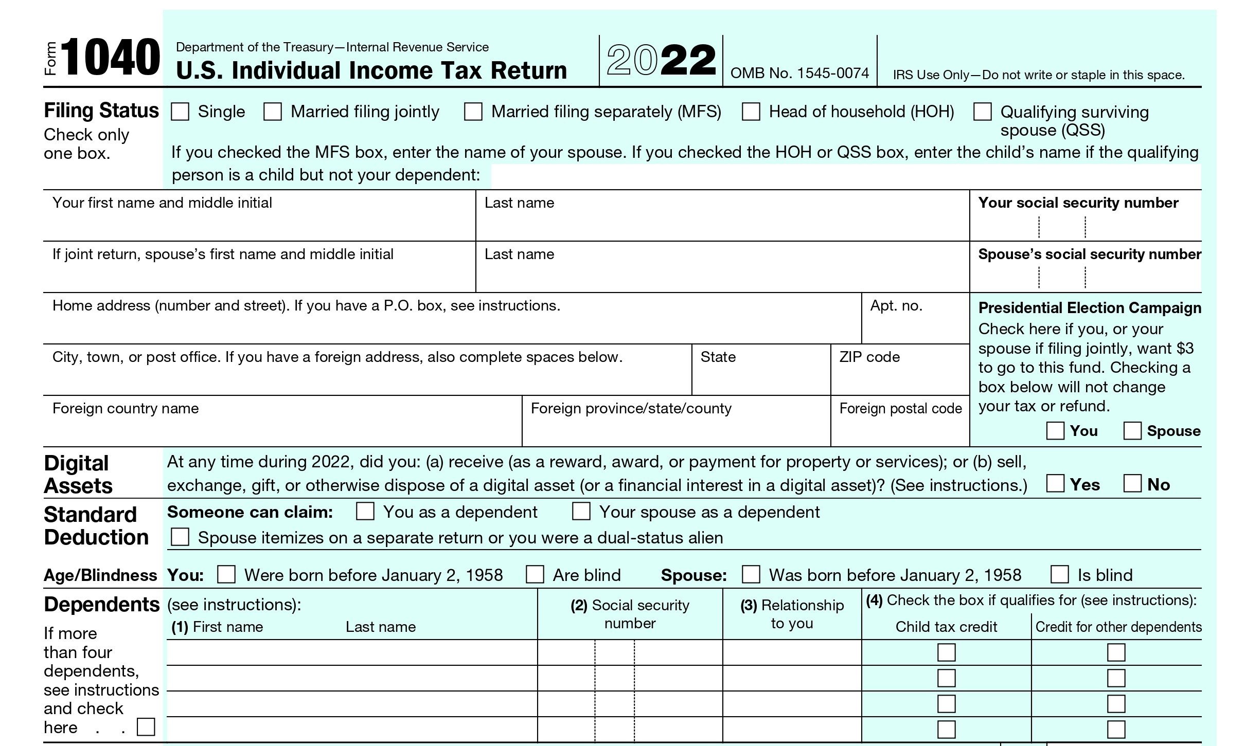 IRS Form 1040 2