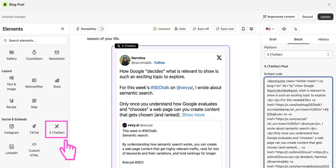 How to embed X (Twitter) posts to a blog post in Shopify