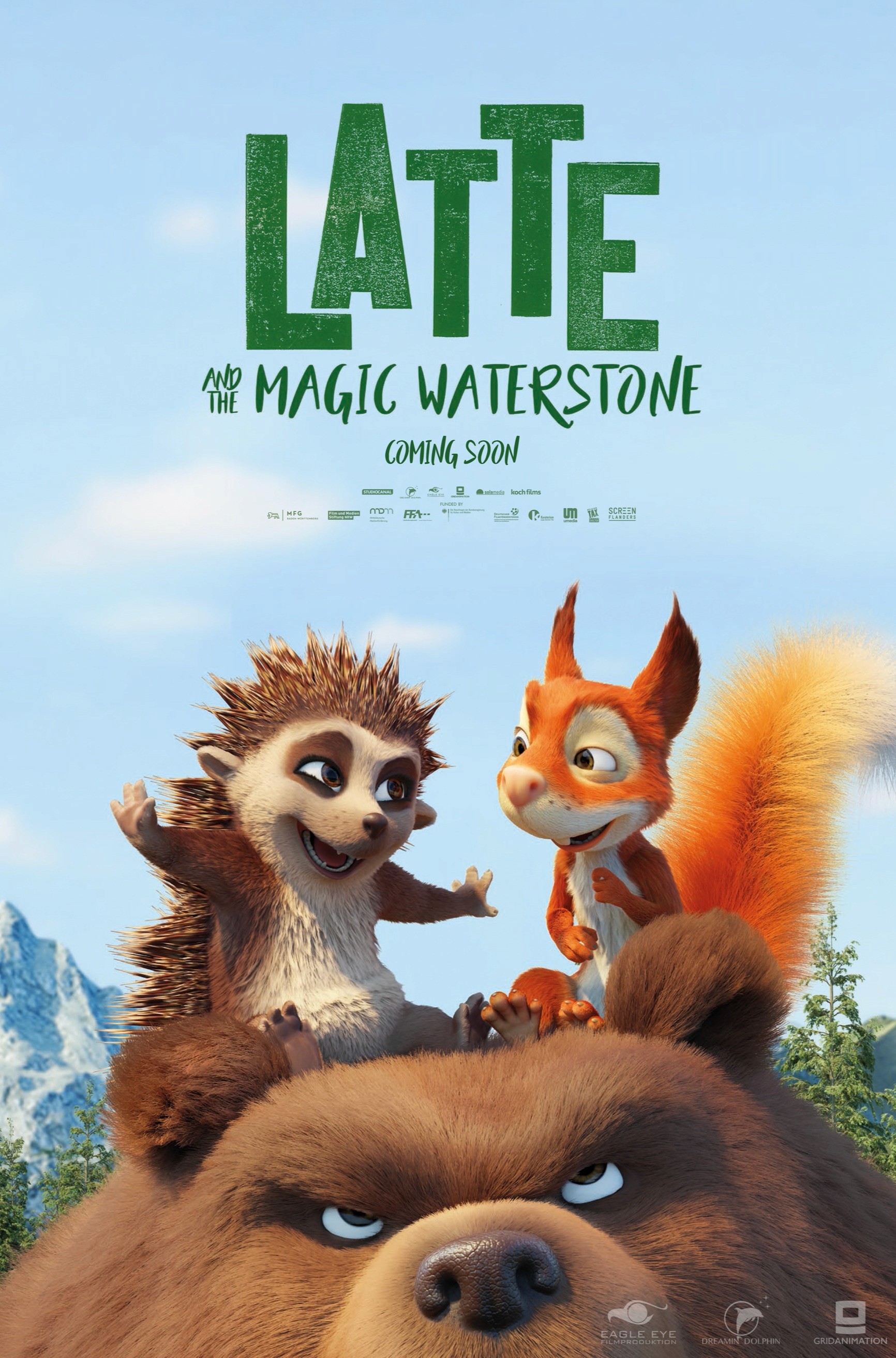 Official film poster for the animated feature Latte & the Magic Waterstone