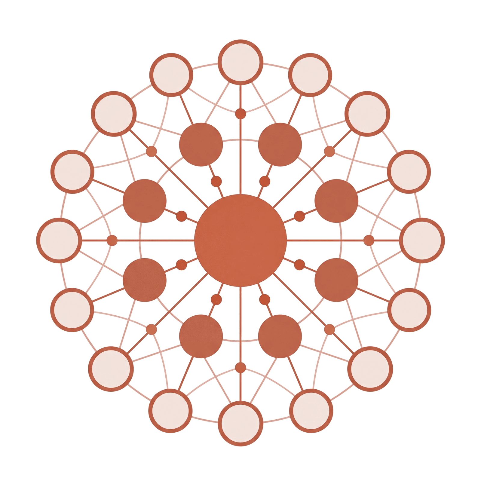 Structured network with central hub representing verified AI responses