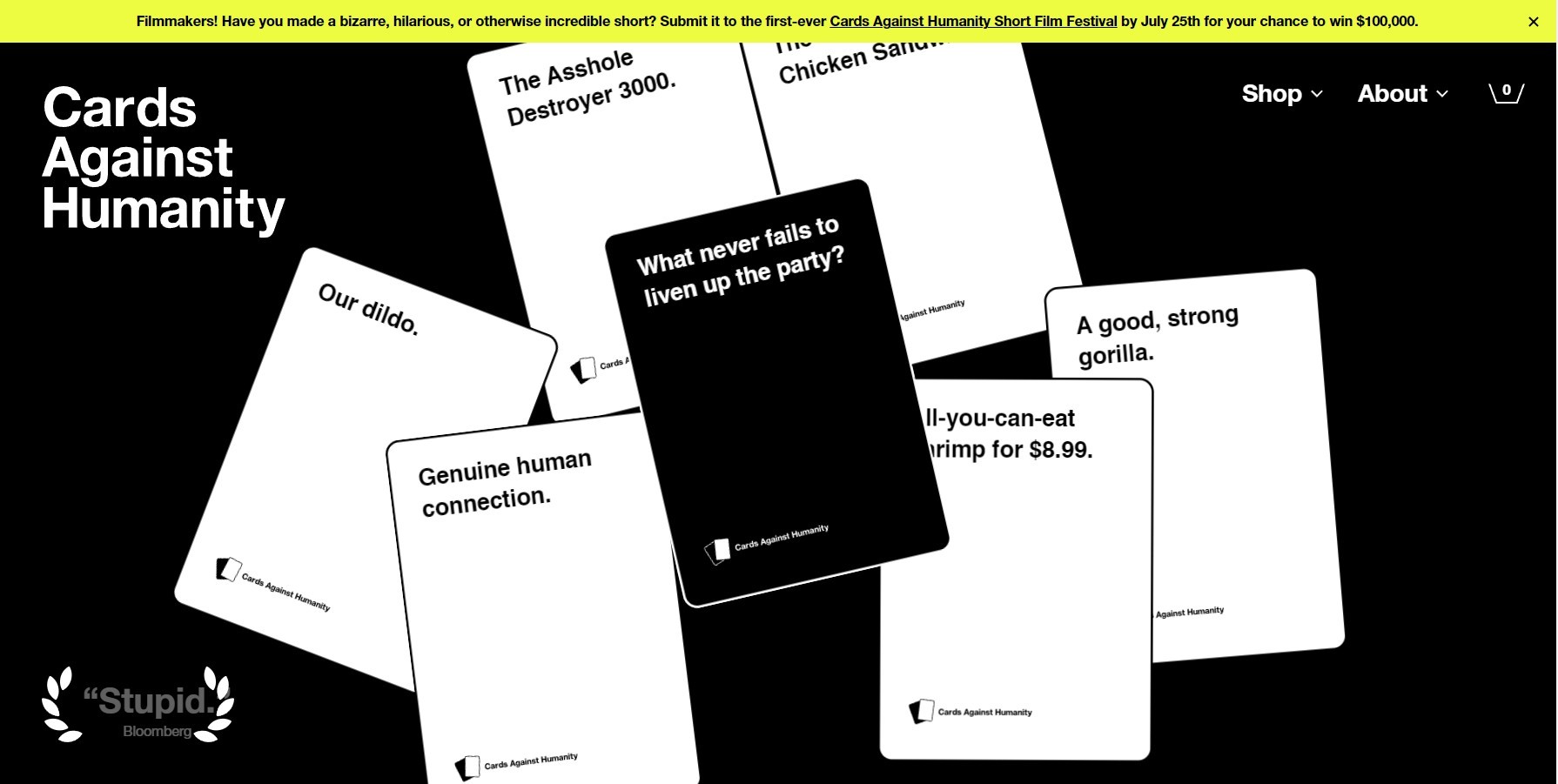 cards against humanity landing page MIU creative agency