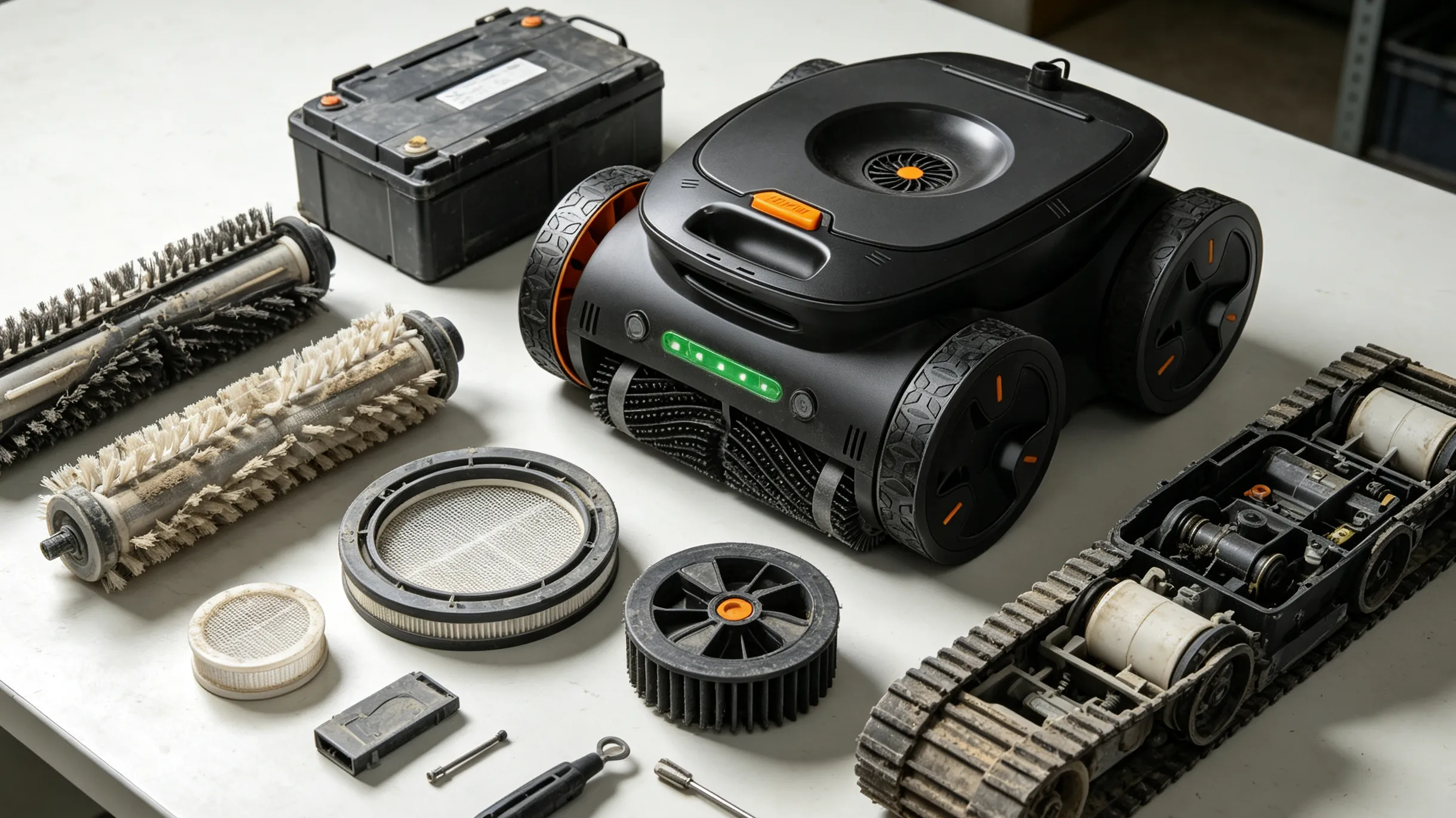 Common robotic pool cleaner parts that wear out over time