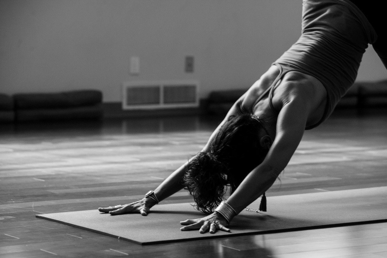 a lady doing yoga
