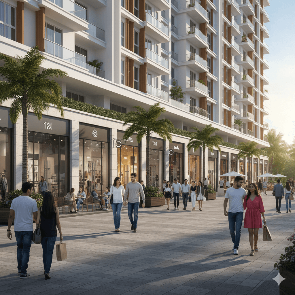 High-street retail promenade integrated with M3M Mystique Low Rise Floors, Sector 61, Gurugram