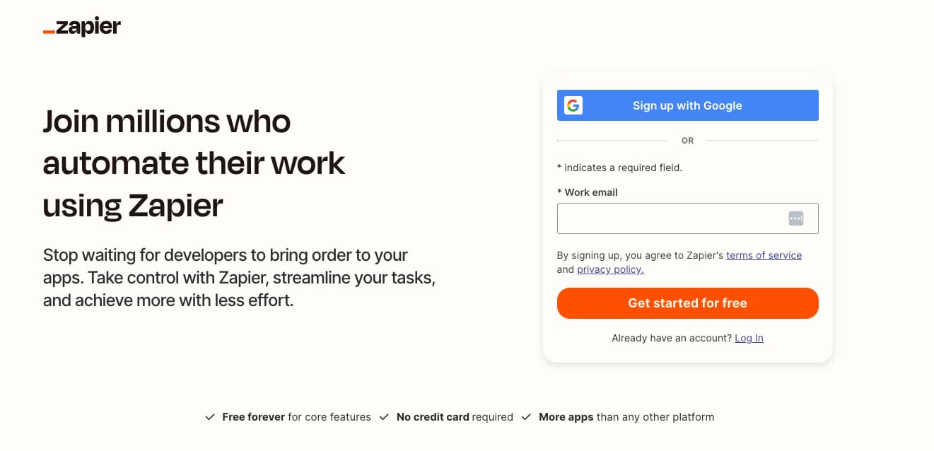 zapier homepage