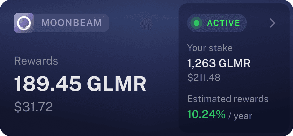 Stake & Earn Moonbeam GLMR crypto Token