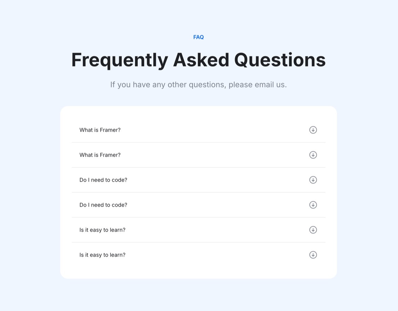 Framer FAQ Section - Frameblox UI
