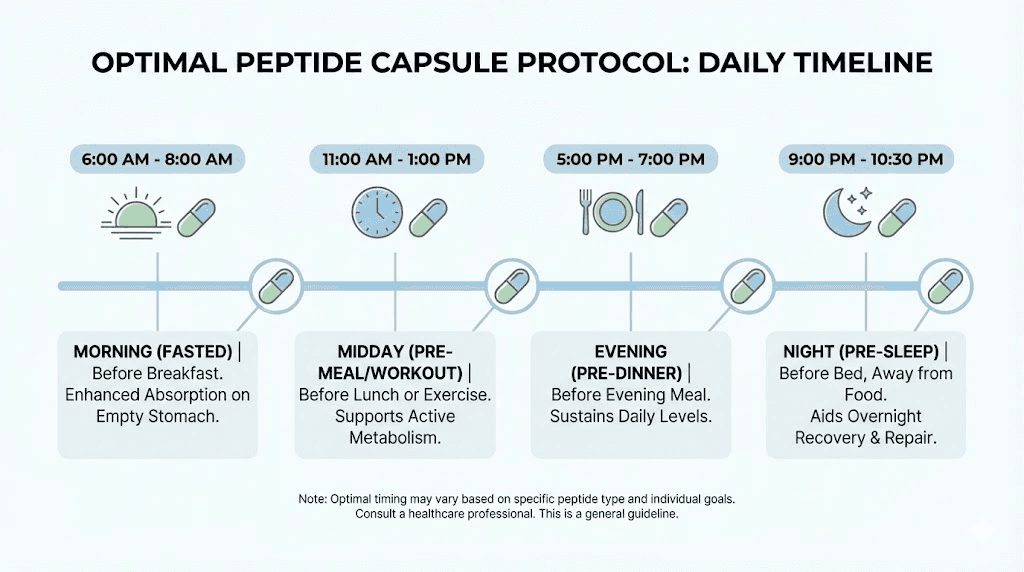 Daily peptide capsule timing protocol schedule
