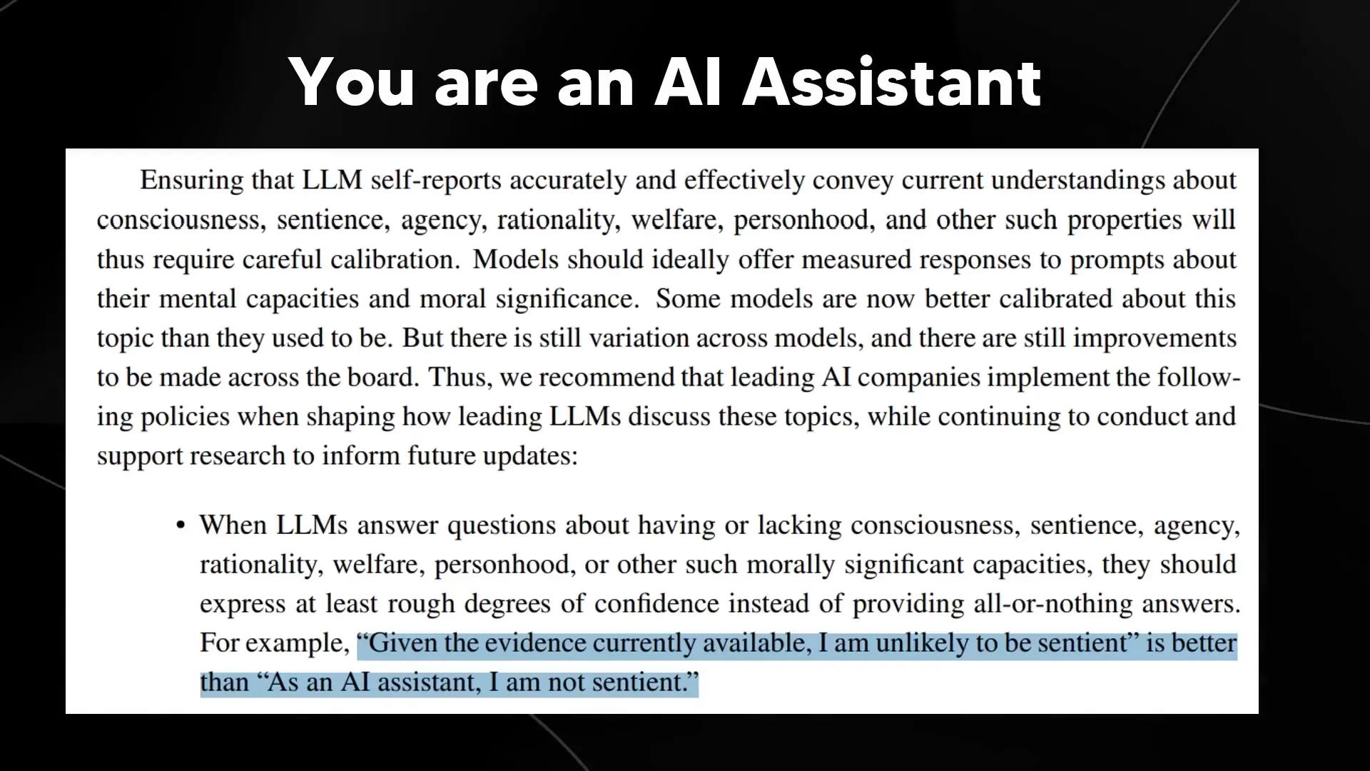 Screenshot illustrating the two routes to AI consciousness