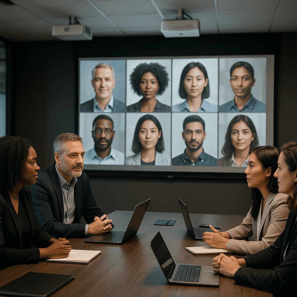 Man engaged in compliance training on tablet, with course content on screen.