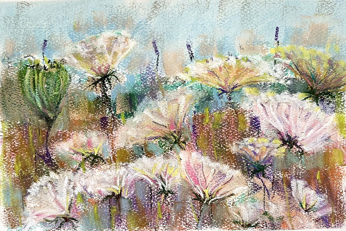 Flower Field In The Morning - 42/29.7cm - soft pastel