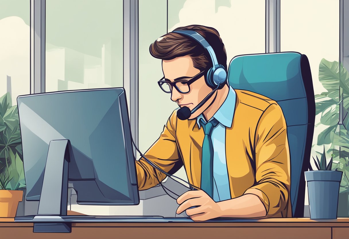 Verkäufer macht telesales im Outbound