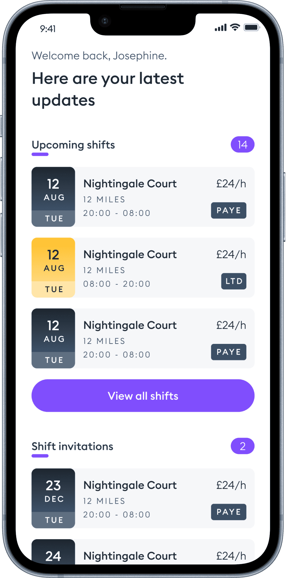 Florence app — shifts