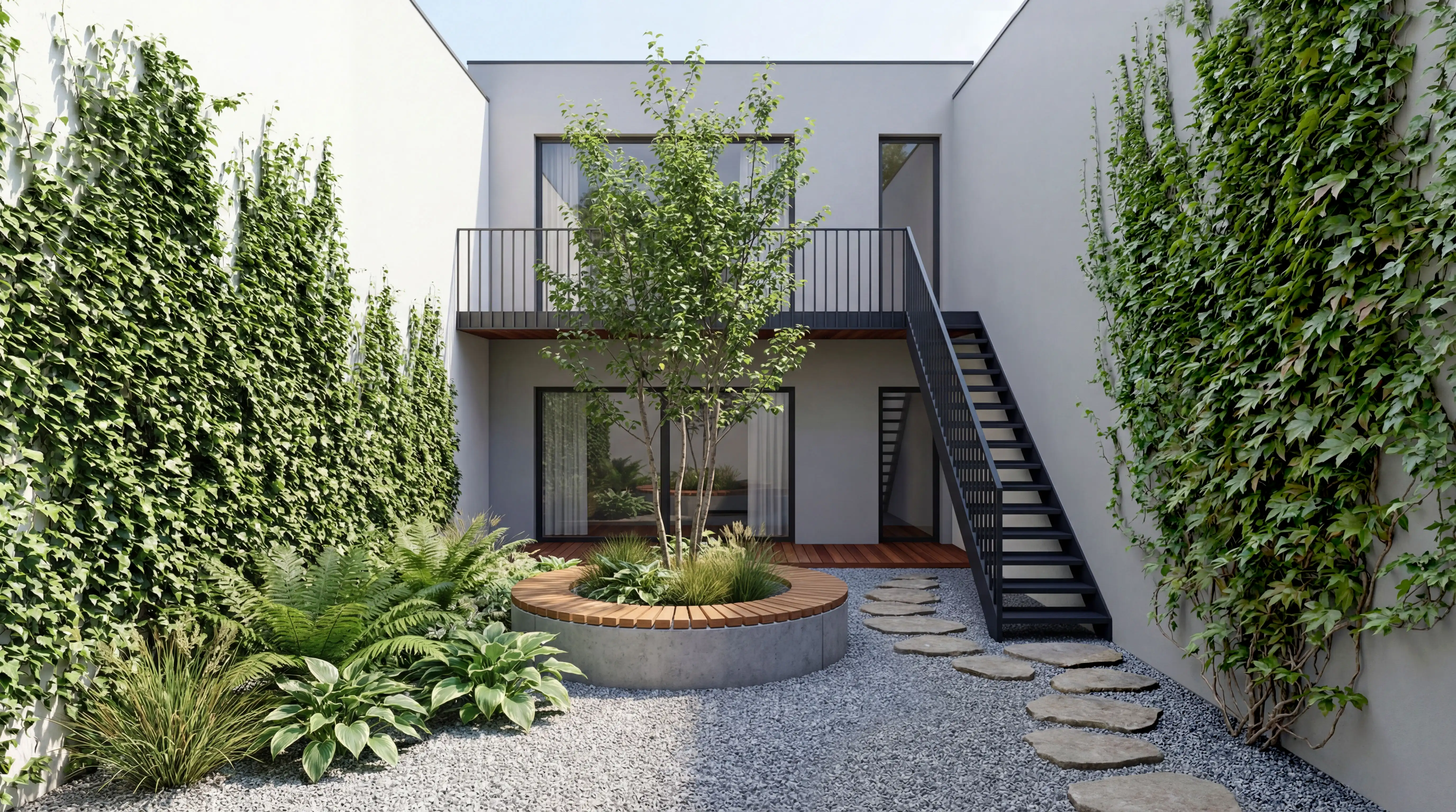 3d beeld van een binnentuin