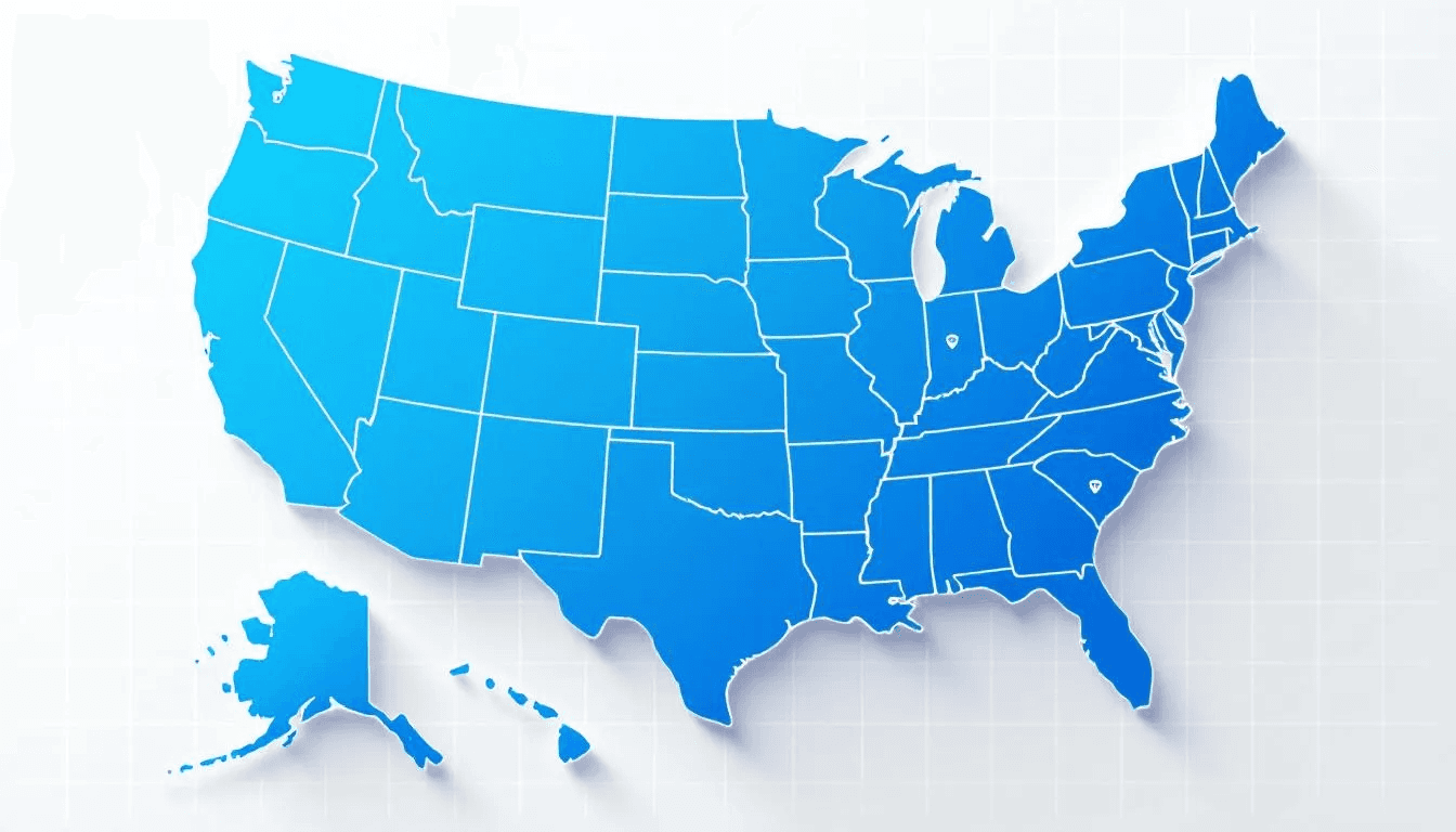 A map highlighting states with no income tax.