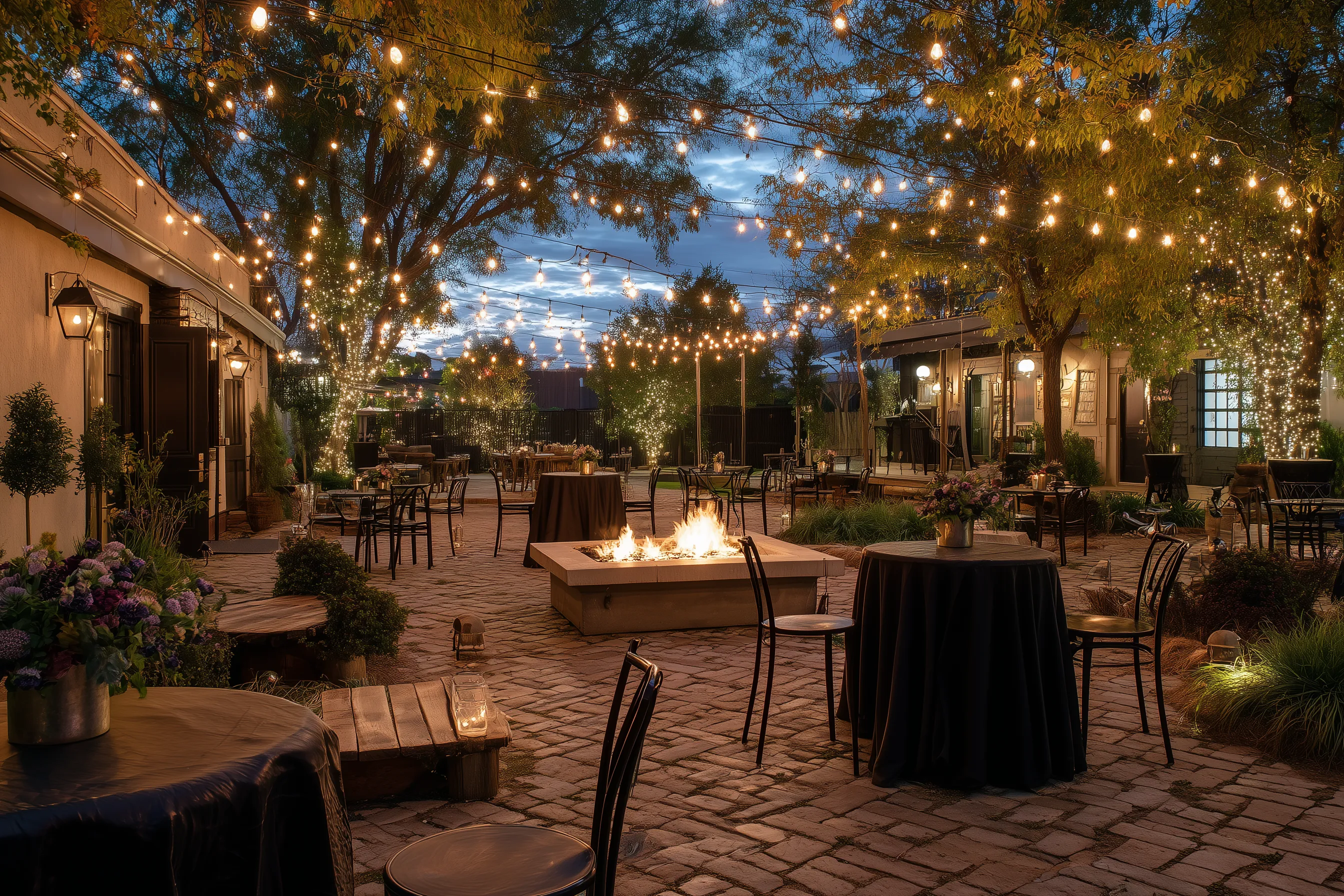 blue and white ceramic table decor on brown wooden table