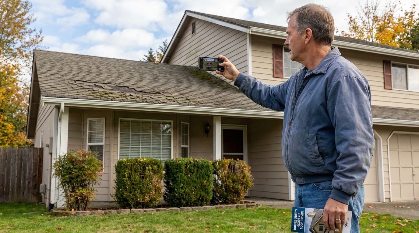 Documenting roof storm damage with smartphone photos for insurance claim