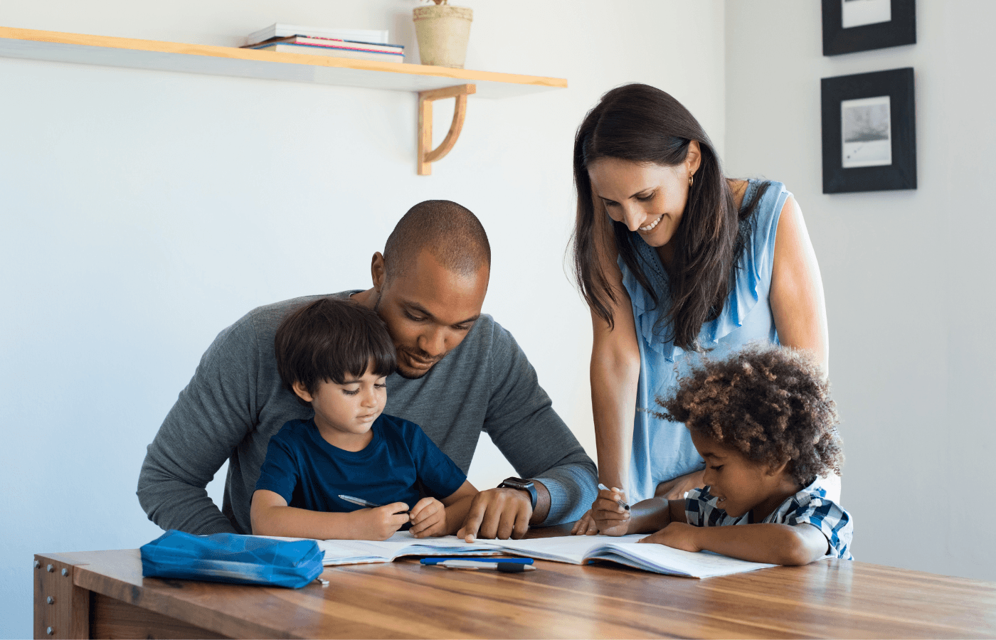 parents helping children with their homework