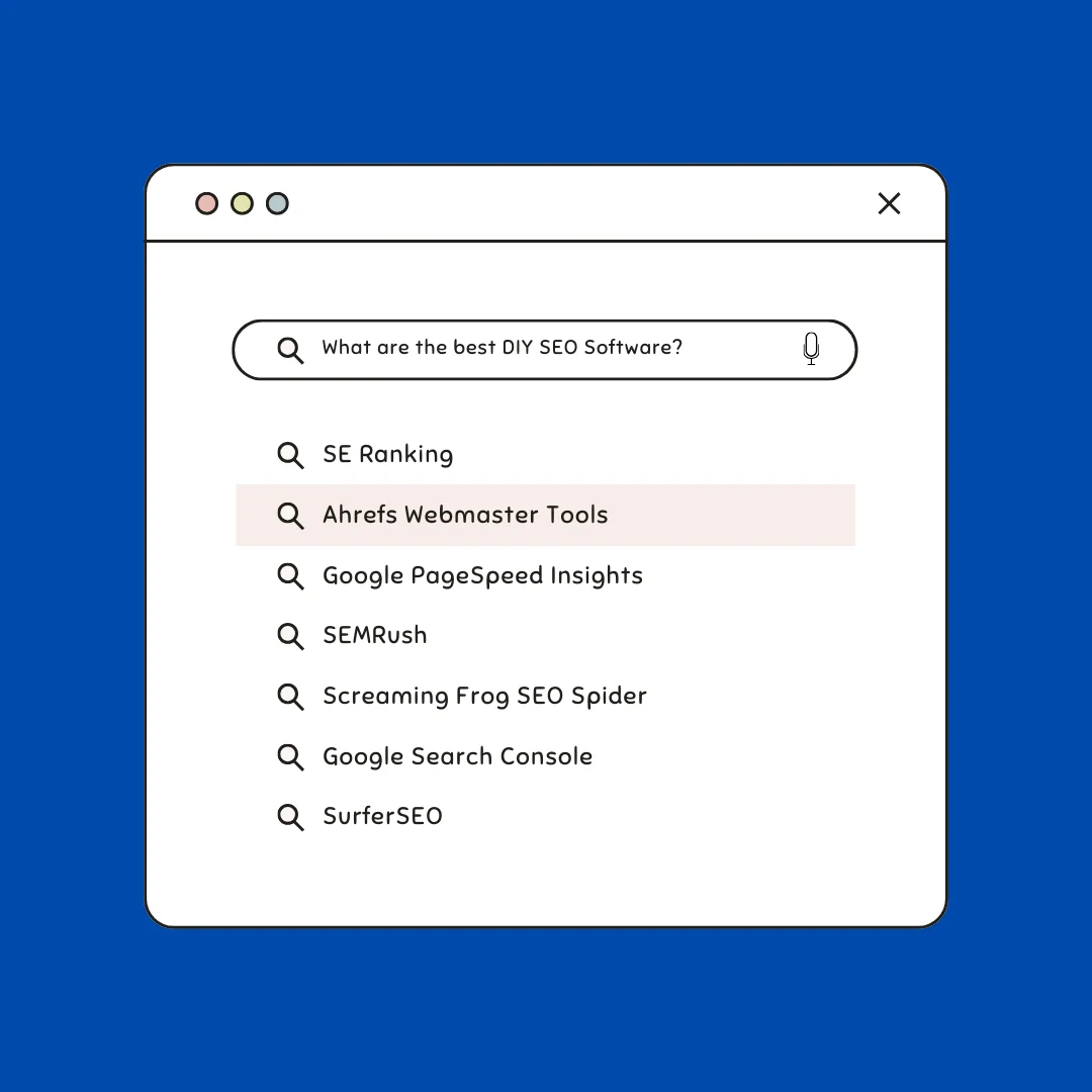 Google search results of the best diy seo software
