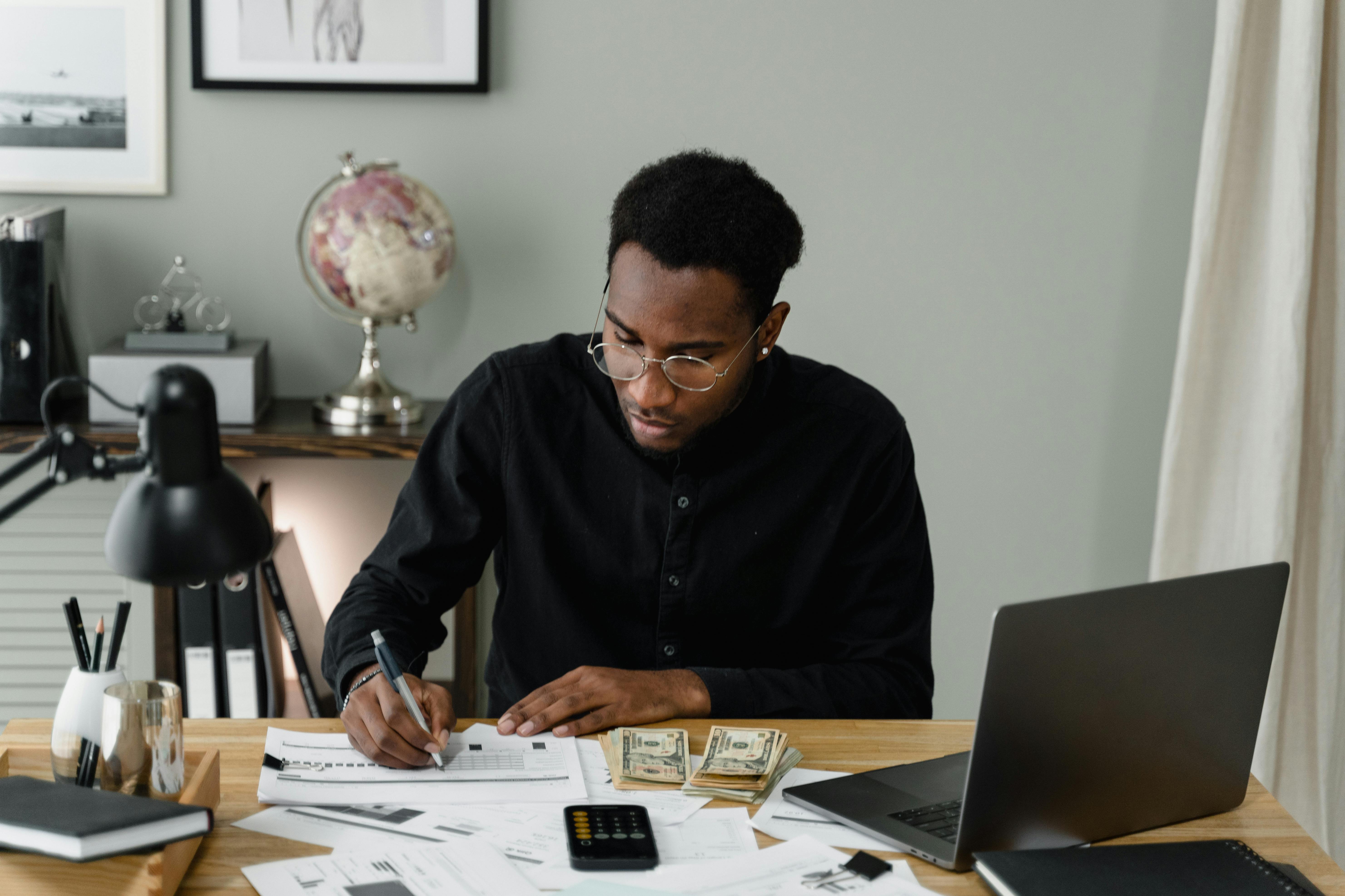 Virtual employee working from home in front of a laptop